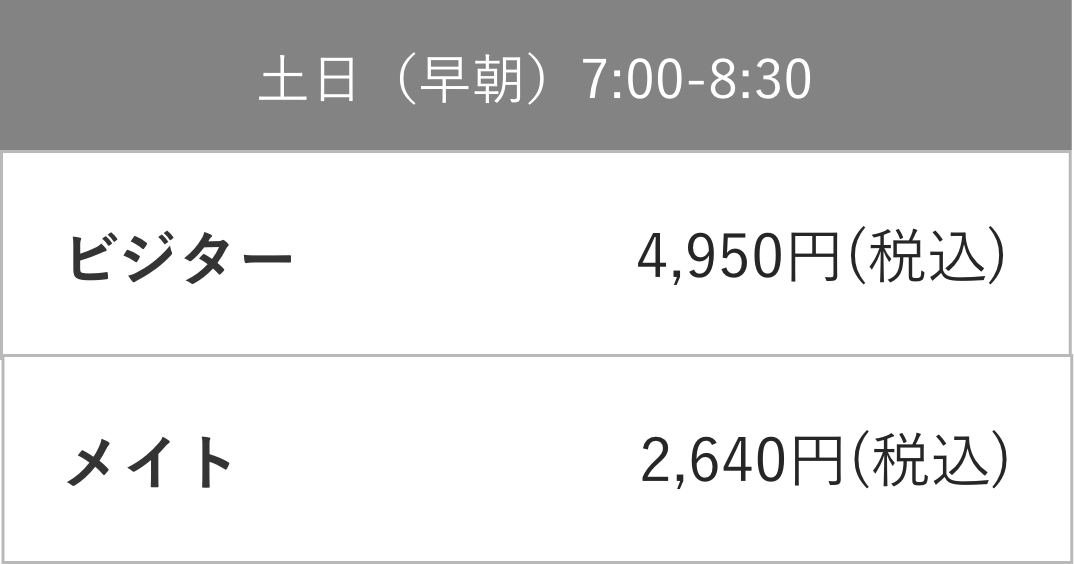1.5時間 / 1面使用の場合の料金